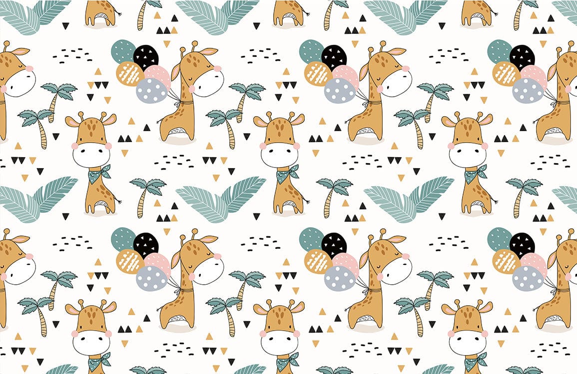 Giraffe &  Balloons Wallpaper Mural