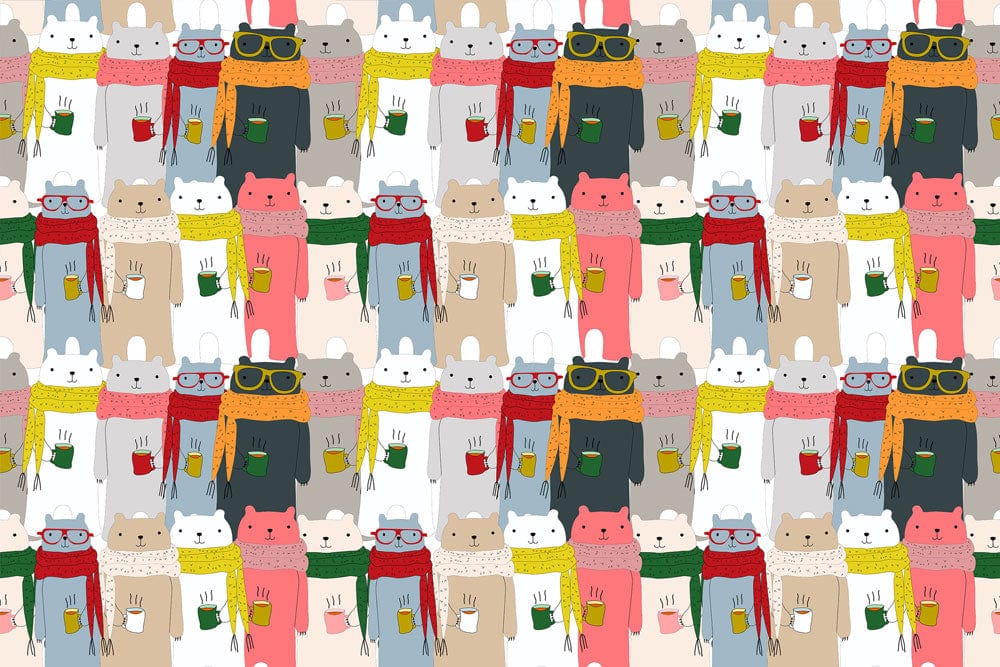 Charming Colourful Cats Illustration Kids' Room Fun Wallpaper Mural Design