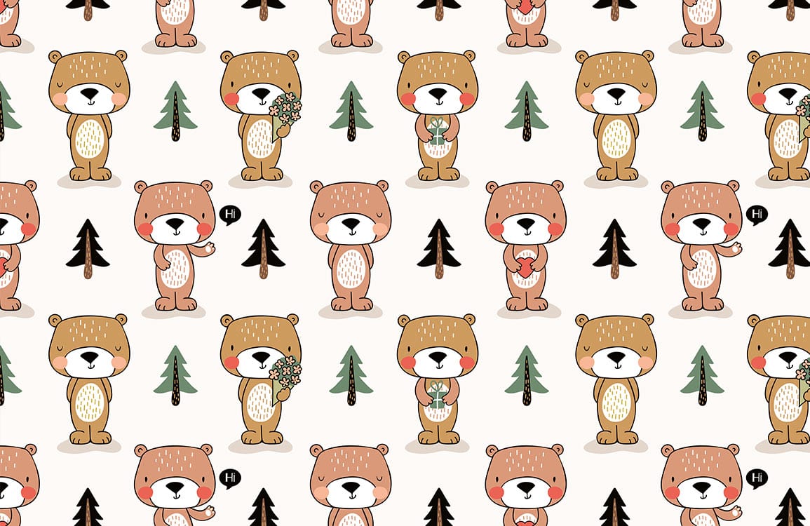 Bears in Love Wallpaper Mural