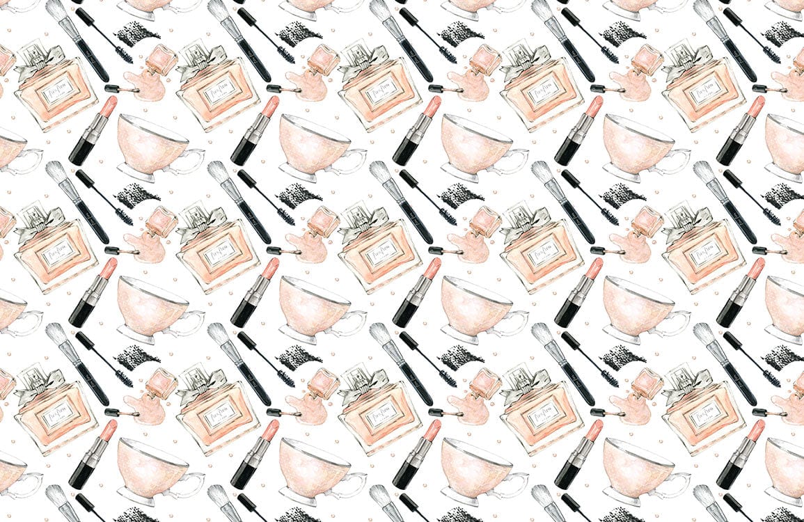 Elegant Watercolour Beauty Essentials Pattern Wallpaper for Chic Interiors Decor