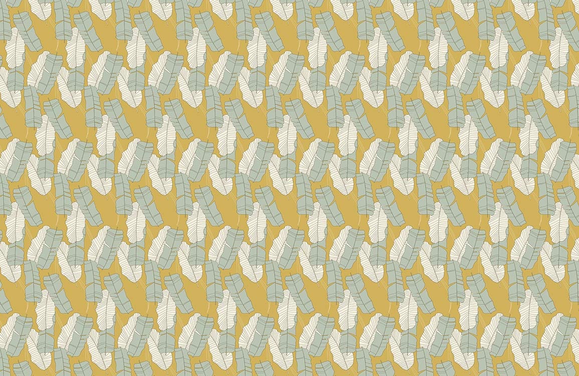 Vintage Mustard and Aqua Geometric Pattern Wallpaper for Retro Interiors