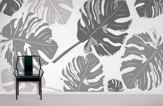 Gray Leaves Wallpaper Mural