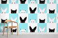 Black & White Cat Wallpaper Mural