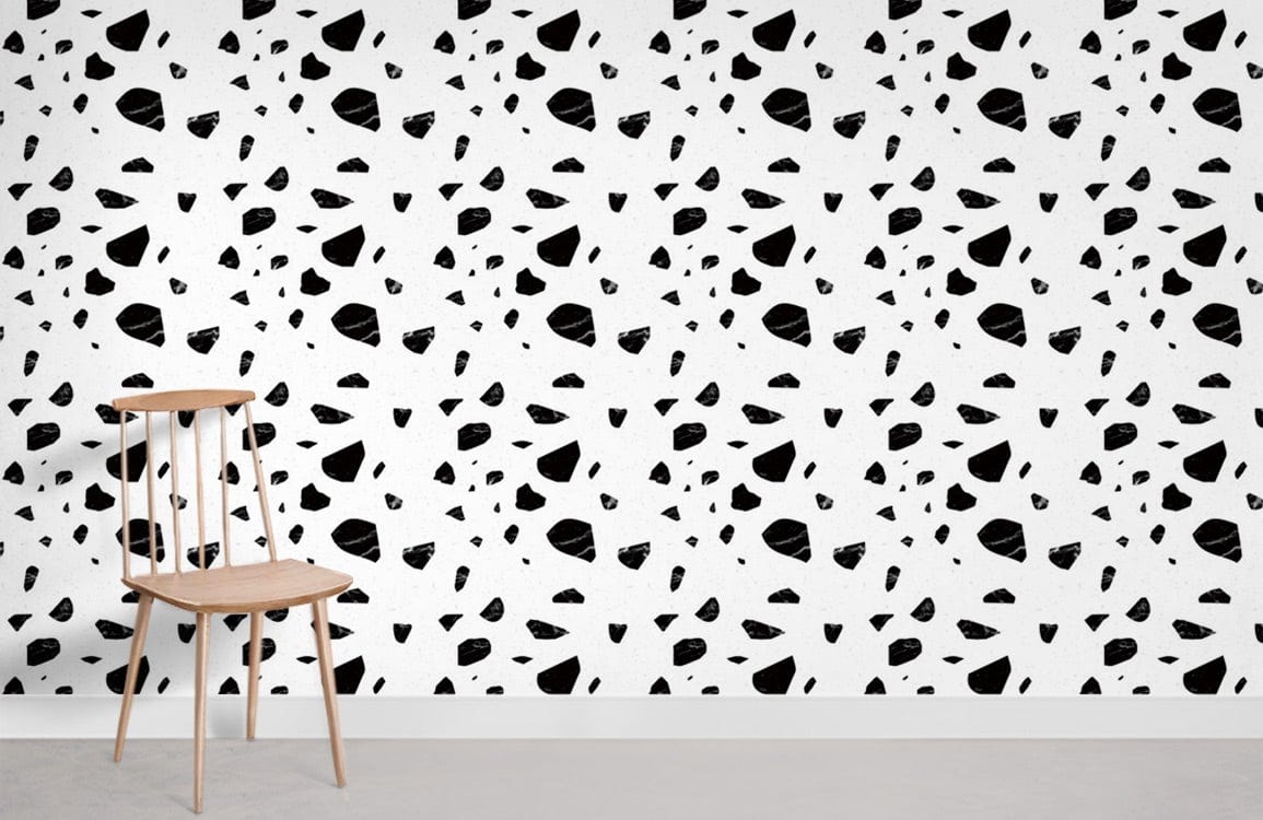 Black Terrazzo Pieces Marble Wallpaper Mural Room