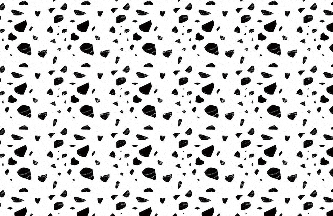 Monochrome Geometric Terrazzo Pattern White and Black Modern Wallpaper Design