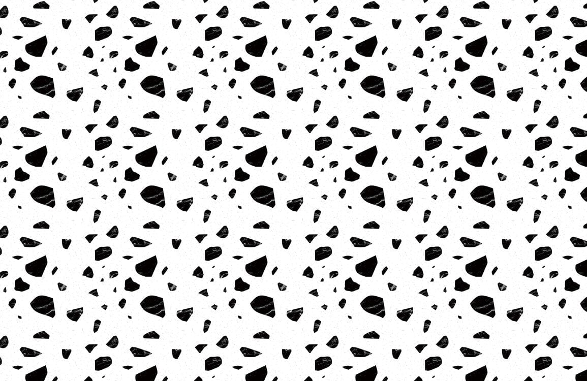 Monochrome Geometric Terrazzo Pattern White and Black Modern Wallpaper Design