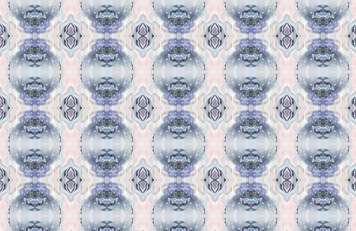 Elegant Pastel Watercolour Symmetry Wallpaper - Soft Blue and Pink Pattern