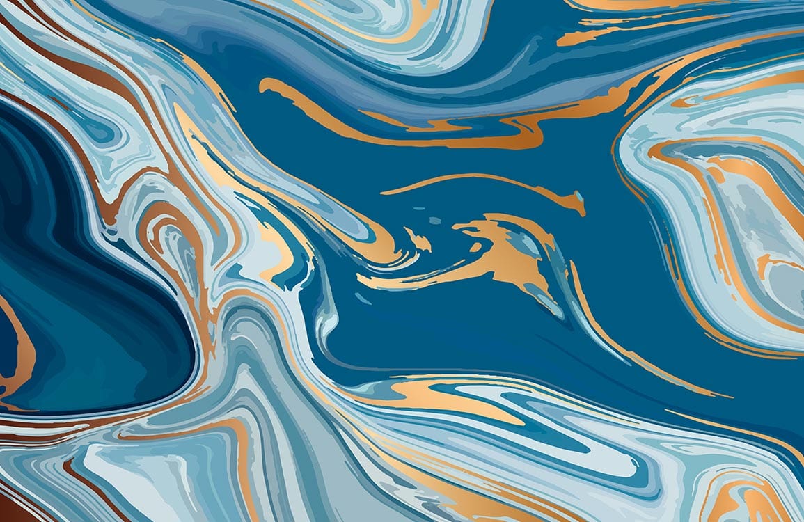 Luxury Teal and Gold Abstract Marble Pattern Mural Wallpaper for Interiors