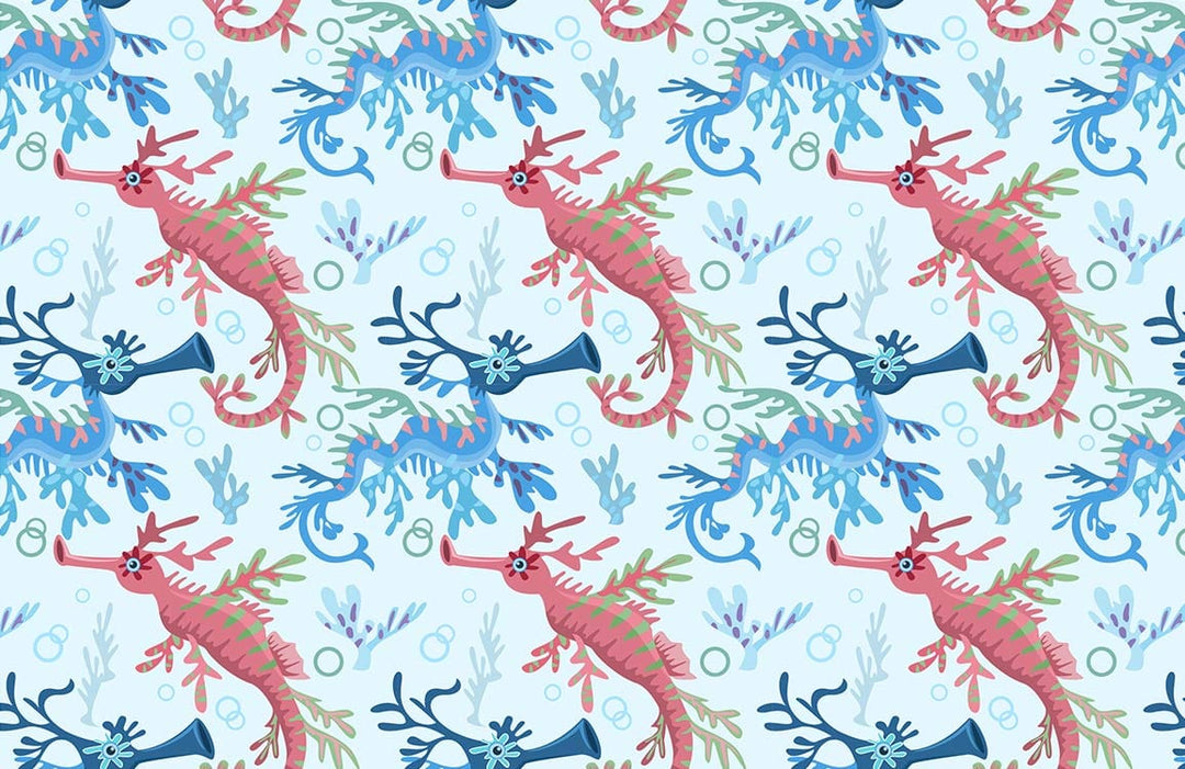Colourful Sea Dragon Pattern Wallpaper - Vibrant Aquatic Fantasy Theme Décor