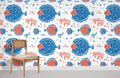 Blue & Red Fish Wallpaper Mural
