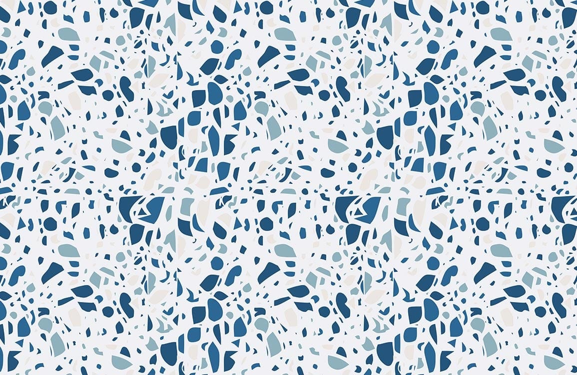 Modern Blue and White Terrazzo Pattern Wallpaper for Stylish Interiors