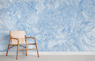 Blue Crossing Lines Wallpaper Mural