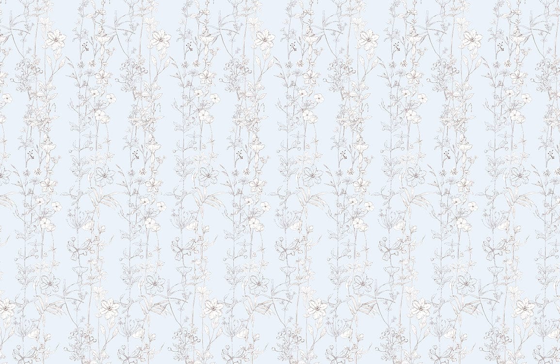 Elegant Light Blue Floral Pattern Wallpaper with Delicate Botanical Design