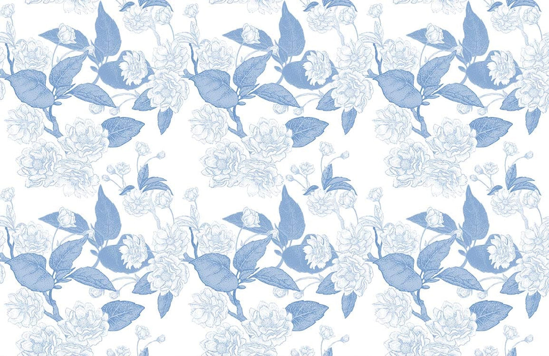 Vintage Blue Floral Blossom Pattern Wallpaper for Elegant Home Décor