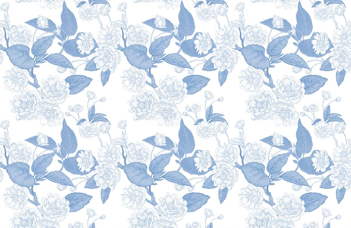 Vintage Blue Floral Blossom Pattern Wallpaper for Elegant Home Décor