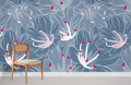 Large Blue Flowers Wallpaper Mural