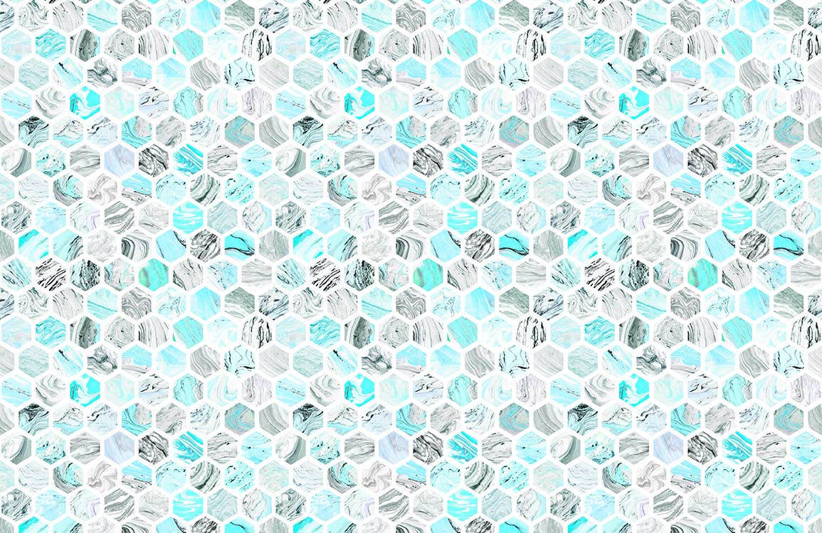 Turquoise Hexagon Wallpaper Mural