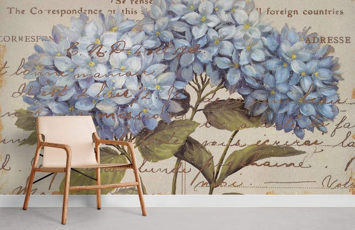 Blue Hydrangea Flower Floral Wallpaper Mural Room
