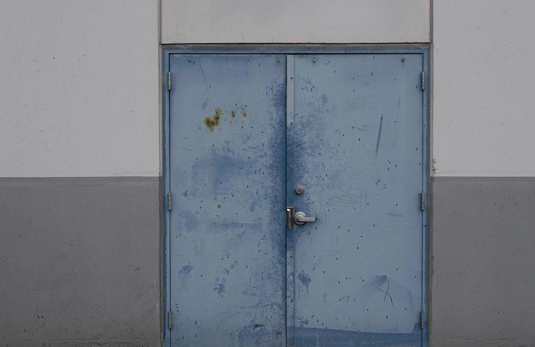Industrial Chic Blue and Grey Cement Effect Door Wallpaper Mural