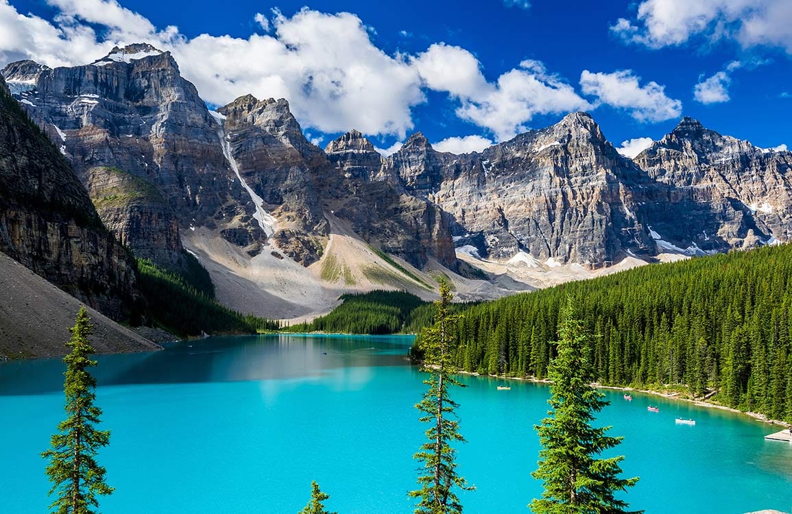 Serene Turquoise Mountain Lake Panoramic Scenic Nature Mural Wallpaper Décor