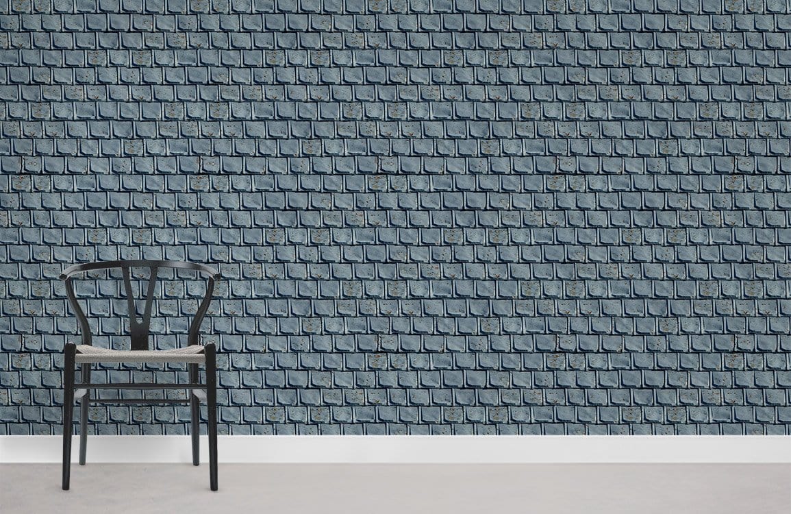 Blue Metal Effect Wallpaper Mural Room