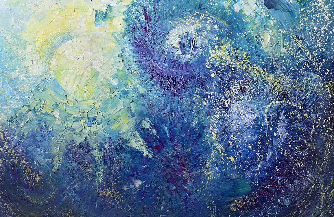 Abstract Oceanic Dreams Mural Wallpaper in Blue and Green Shades