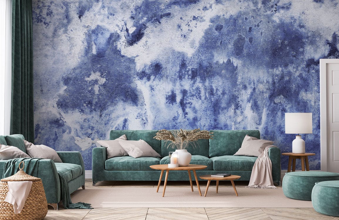 blue storm wall mural living room decoration