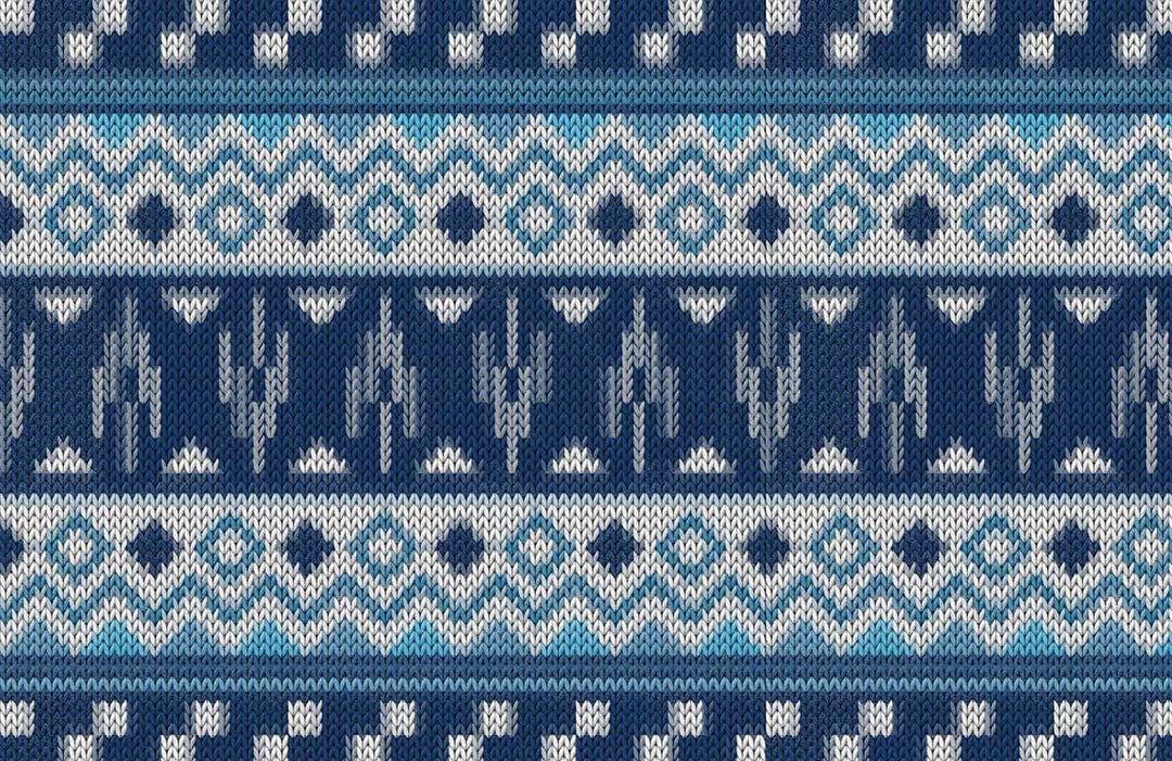Navy and Teal Nordic Knit Pattern Wallpaper for Cosy Interiors