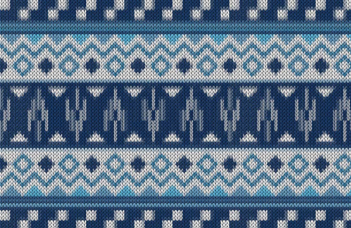Navy and Teal Nordic Knit Pattern Wallpaper for Cosy Interiors