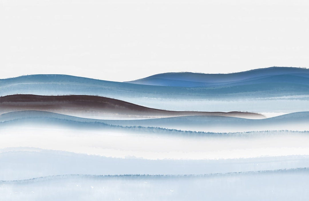 Tranquil Blue Watercolour Horizon Mural Wallpaper for Serene Home Decor
