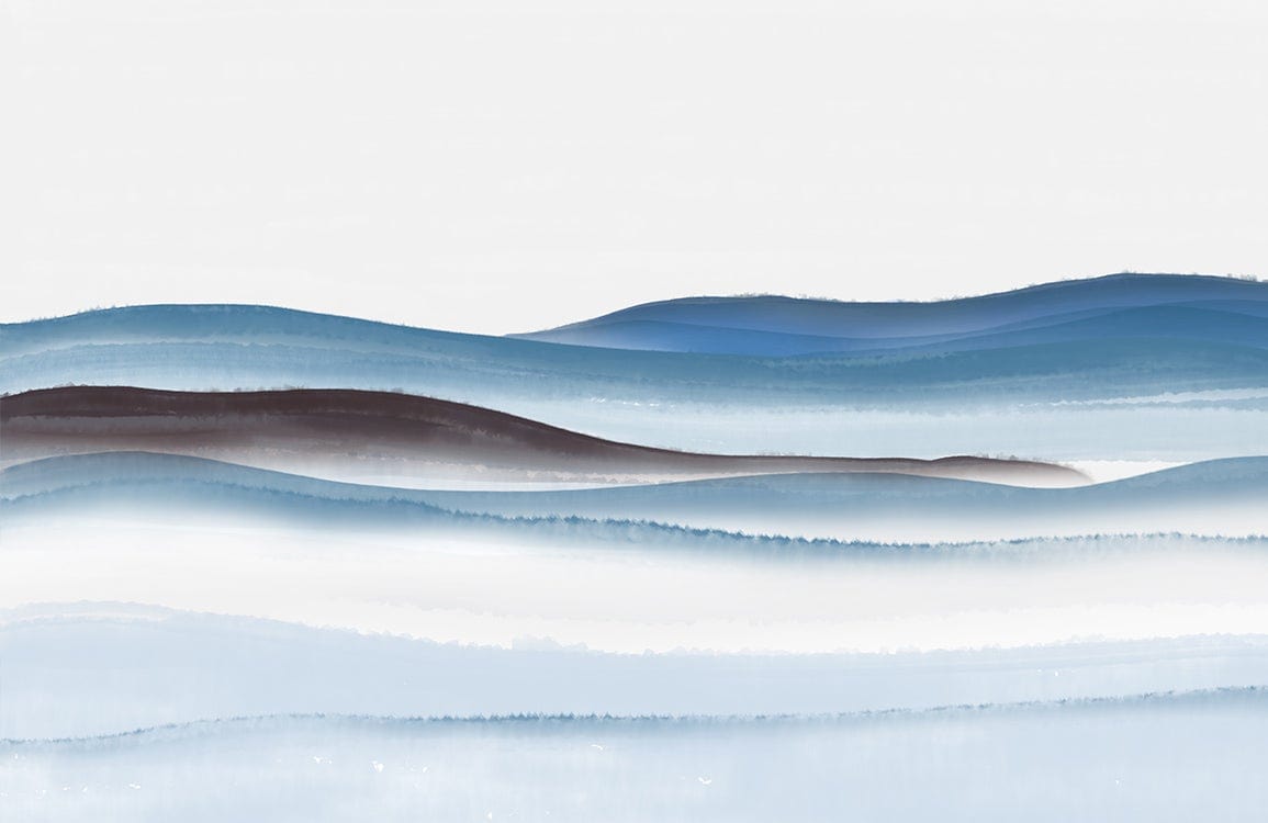 Blue Watercolour Desert Wallpaper Mural