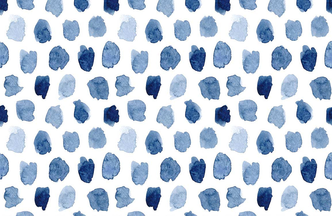 Navy and Sky Blue Watercolour Dots Pattern Wallpaper for Modern Homes
