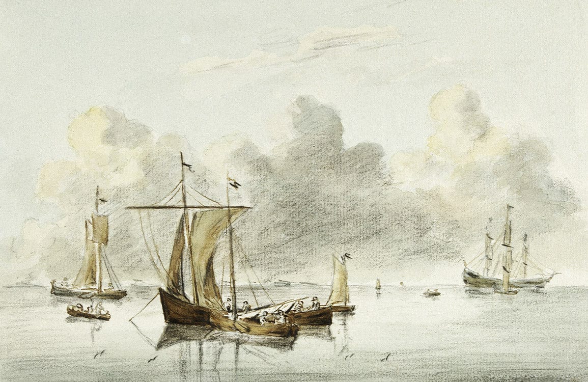 Vintage Nautical Watercolour Wallpaper in Soft Pastel Hues for Timeless Elegance