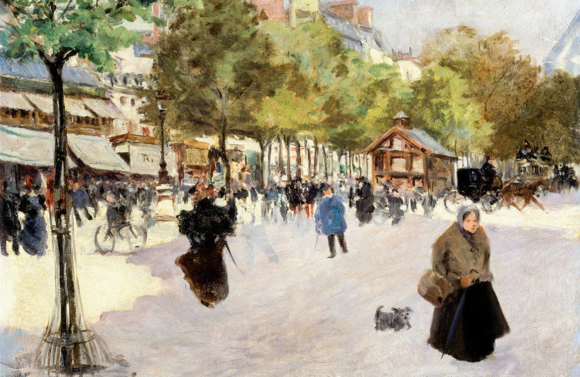 Historic Parisian Streetscape Mural Wallpaper - Vibrant Vintage Urban Scene Artwork