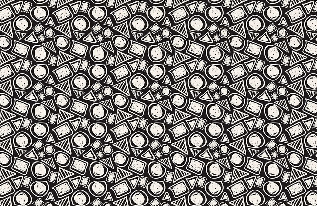 Monochrome Geometric Doodle Pattern Wallpaper - Black and White Abstract Art