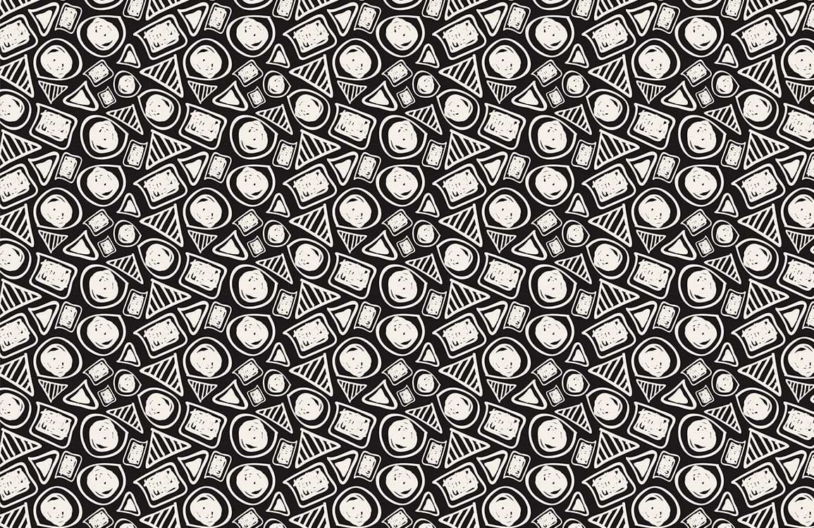 Monochrome Geometric Doodle Pattern Wallpaper - Black and White Abstract Art
