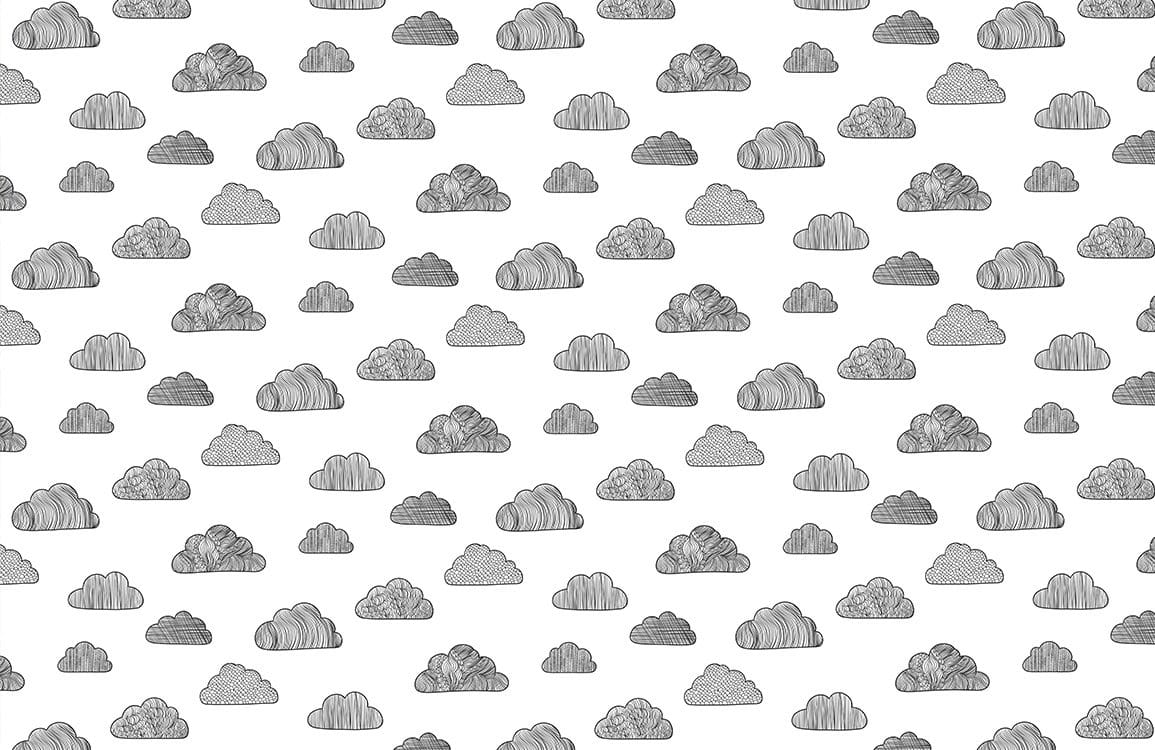 Monochrome Cloud Pattern Wallpaper - Elegant Black and White Minimalist Design