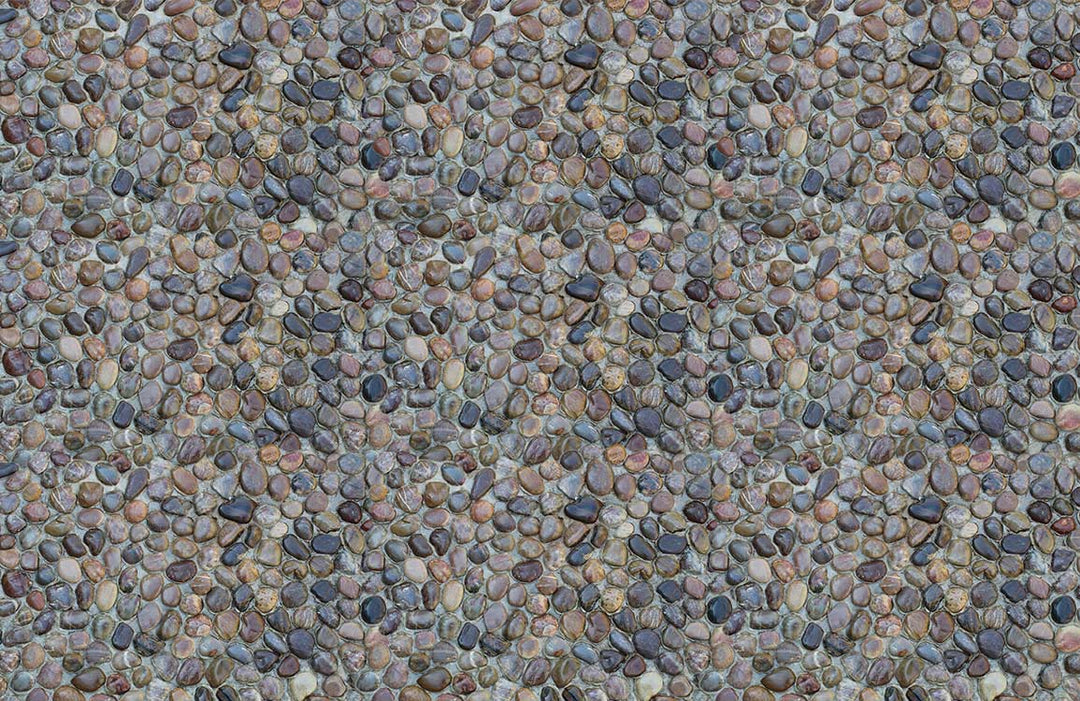 Natural Pebble Stone Textured Wallpaper - Multicoloured Rustic Earthy Pattern