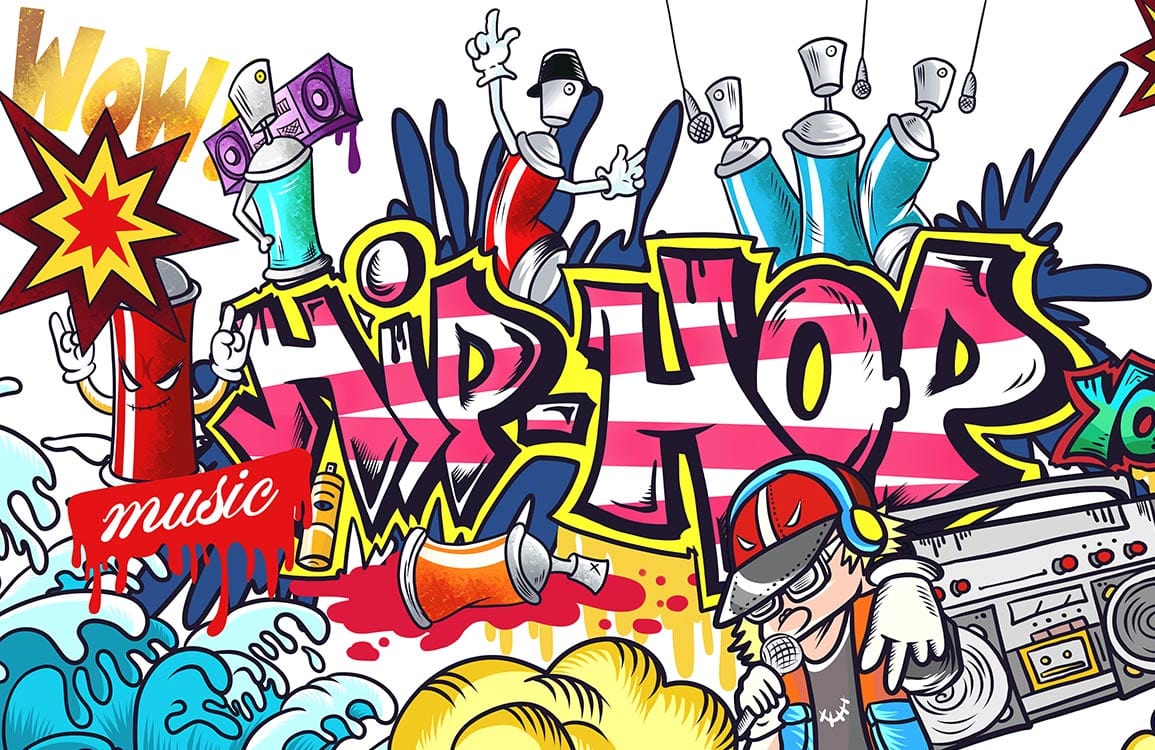 Vibrant Hip Hop Graffiti Mural Wallpaper - Urban Art Style Décor