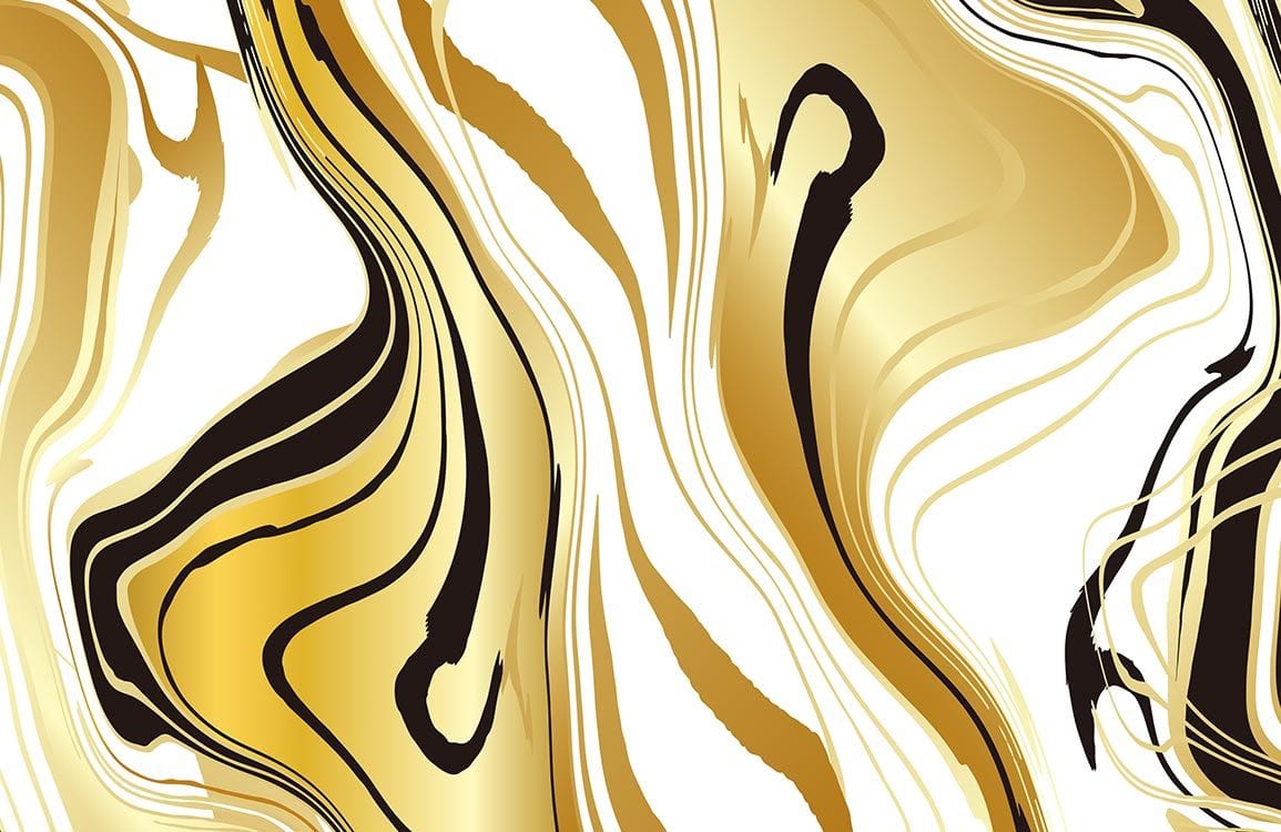 Luxury Gold and Black Abstract Swirl Pattern Wallpaper for Modern Interiors