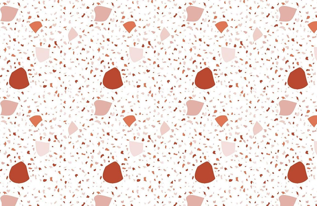 Modern Terra Cotta and Cream Terrazzo Patterned Wallpaper for Chic Interiors