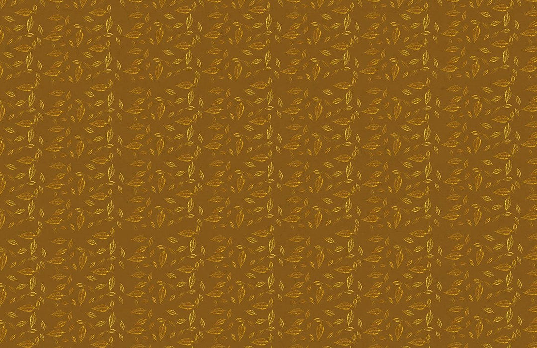 Autumnal Gold Leaf Pattern Wallpaper - Elegant Brown and Mustard Design