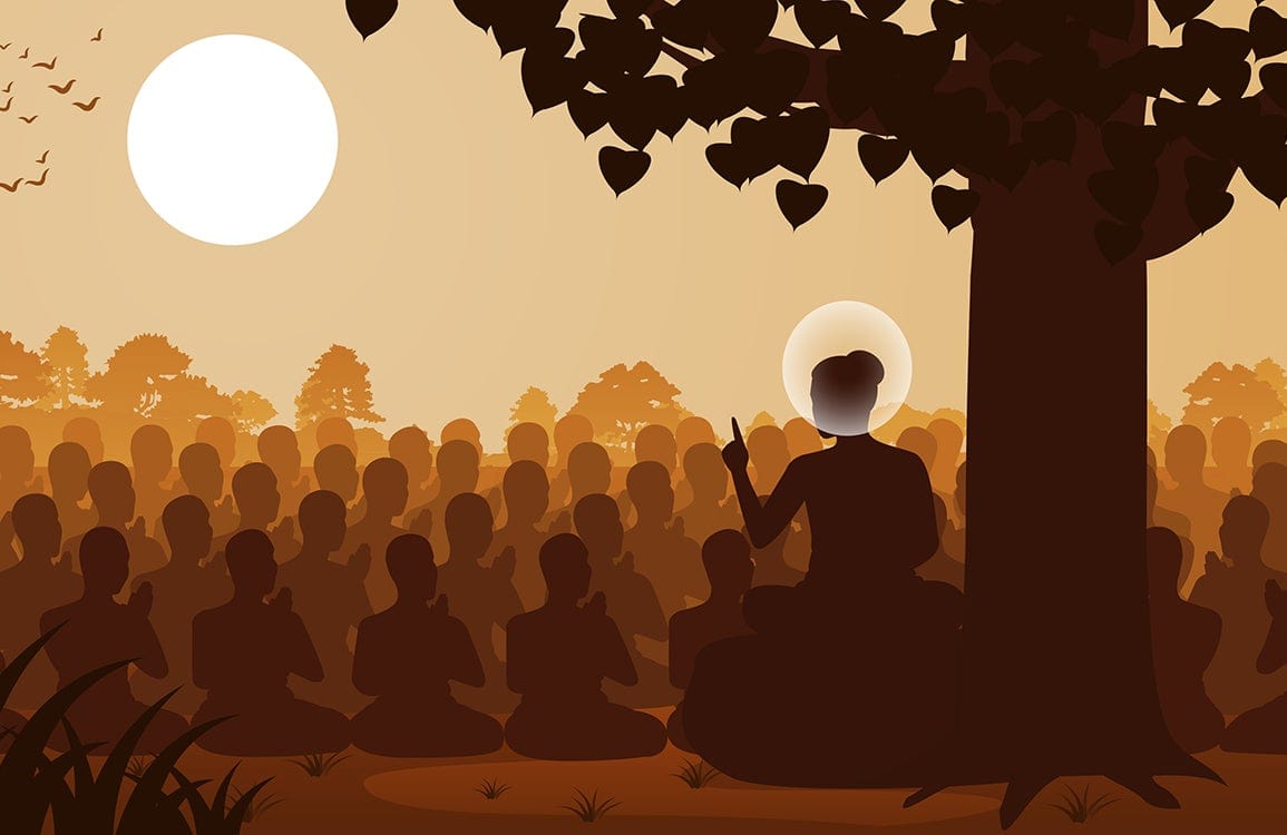 Serene Meditation Scene Mural Wallpaper in Warm Earthy Tones Style