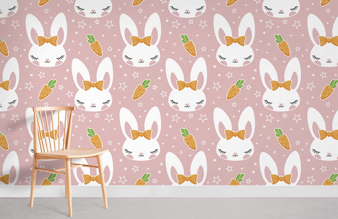 Bunny & Carrot Wallpaper for Kids