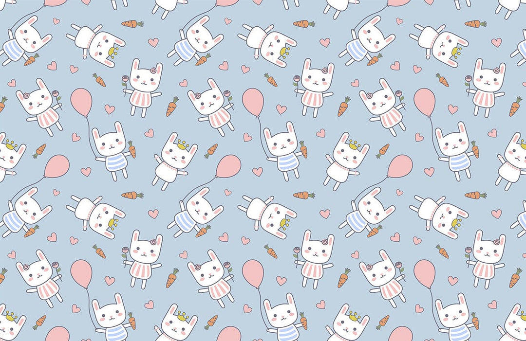 Charming Pastel Woodland Animals Playful Blue Children's Nursery Wallpaper