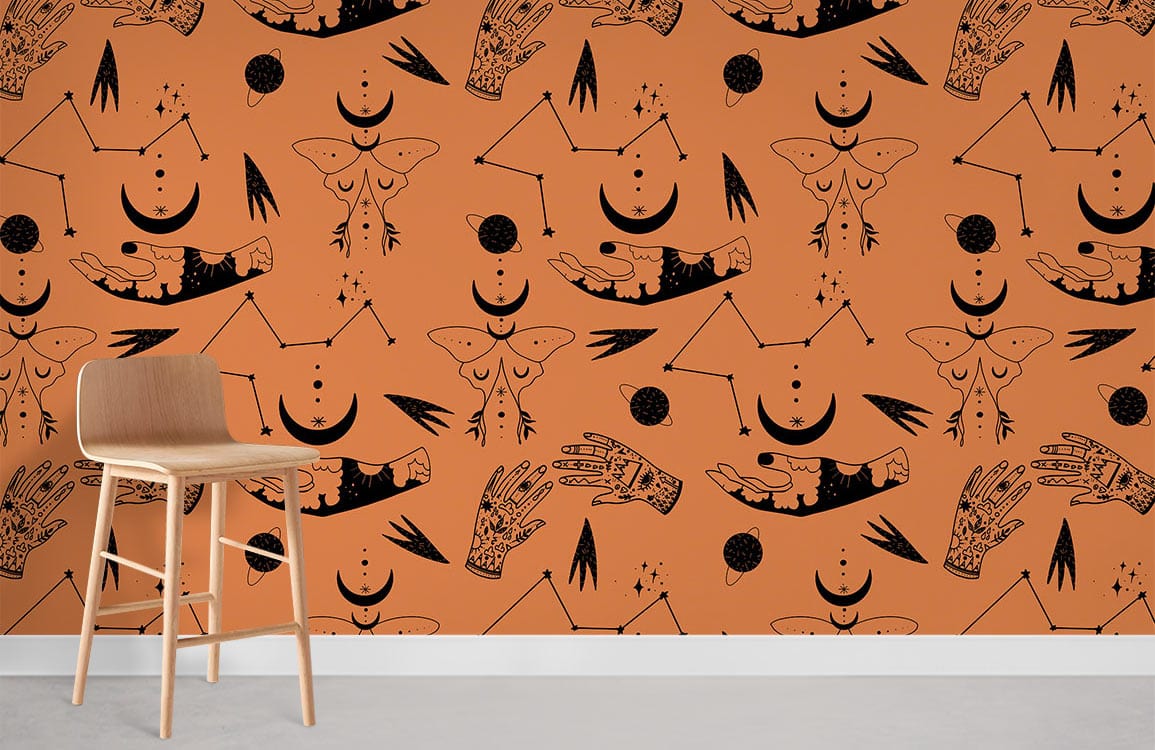 Butterfly Divination Pattern Mural Wallpaper Room