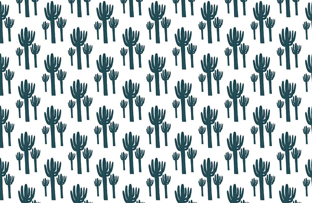 Vintage Green Cactus Patterned Wallpaper for Contemporary Desert Style Décor