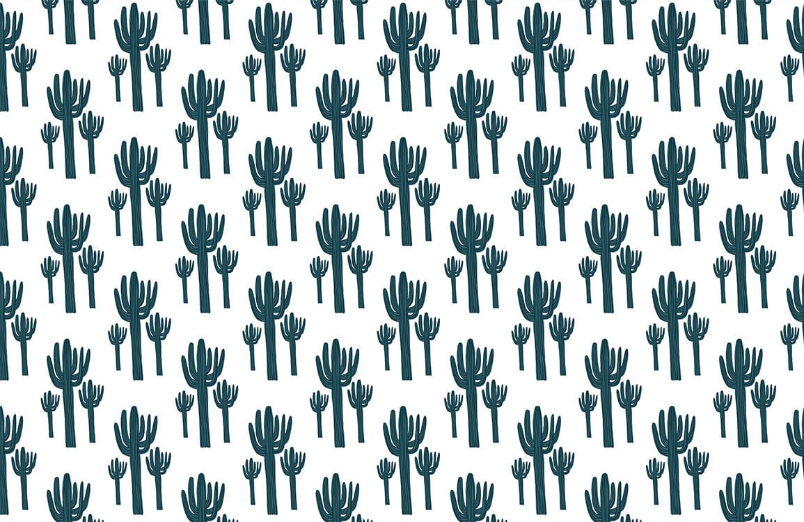 Vintage Green Cactus Patterned Wallpaper for Contemporary Desert Style Décor