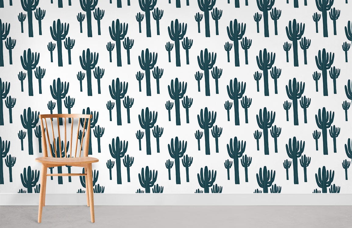 Cactus Pattern Pattern Mural Wallpaper Room