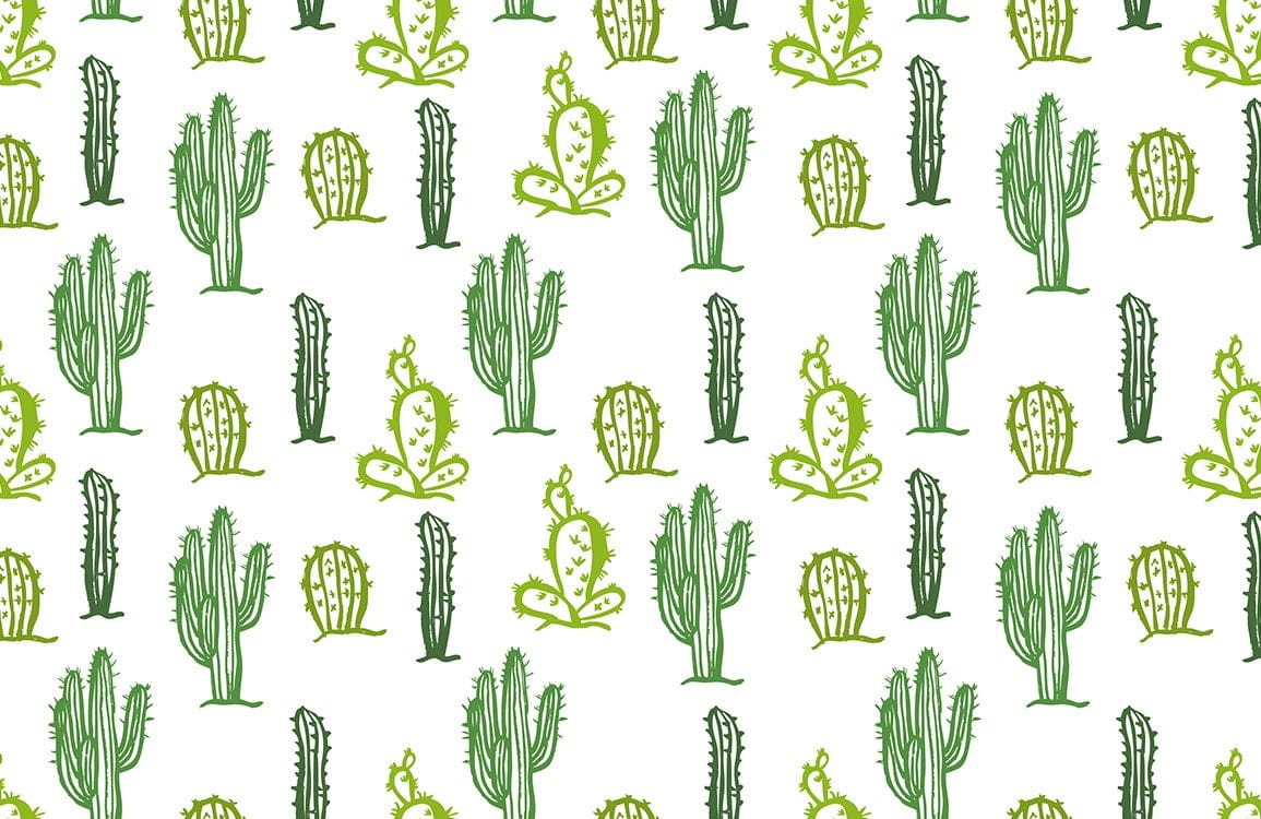 Green Cacti Patterned Wallpaper: Whimsical Desert Design for Modern Interiors
